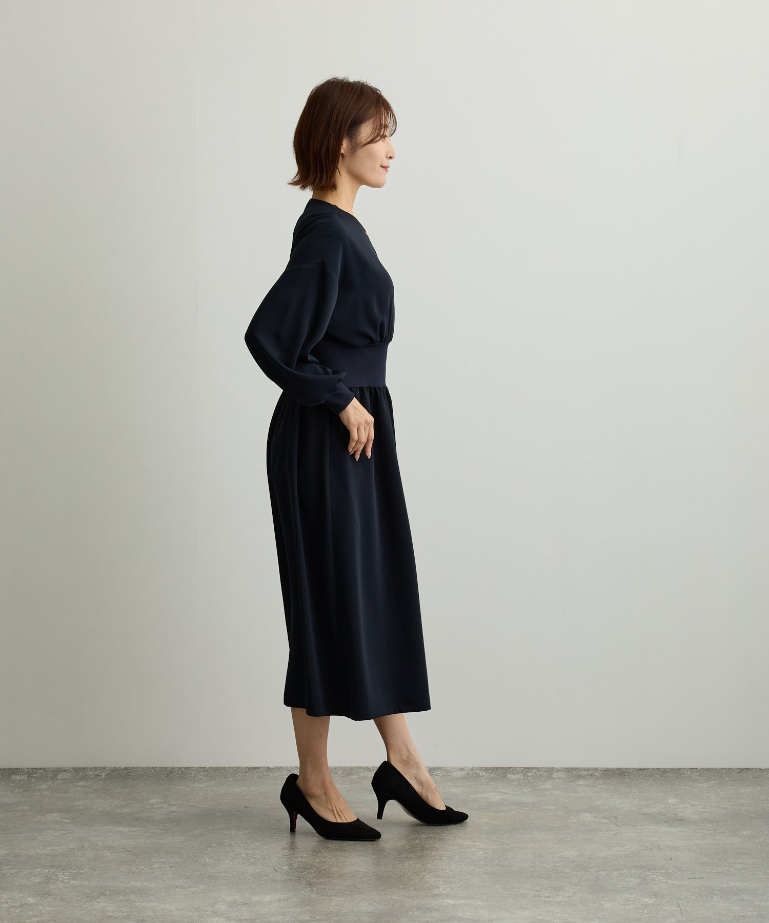 ウエストリブジップアップワンピース【日本製】