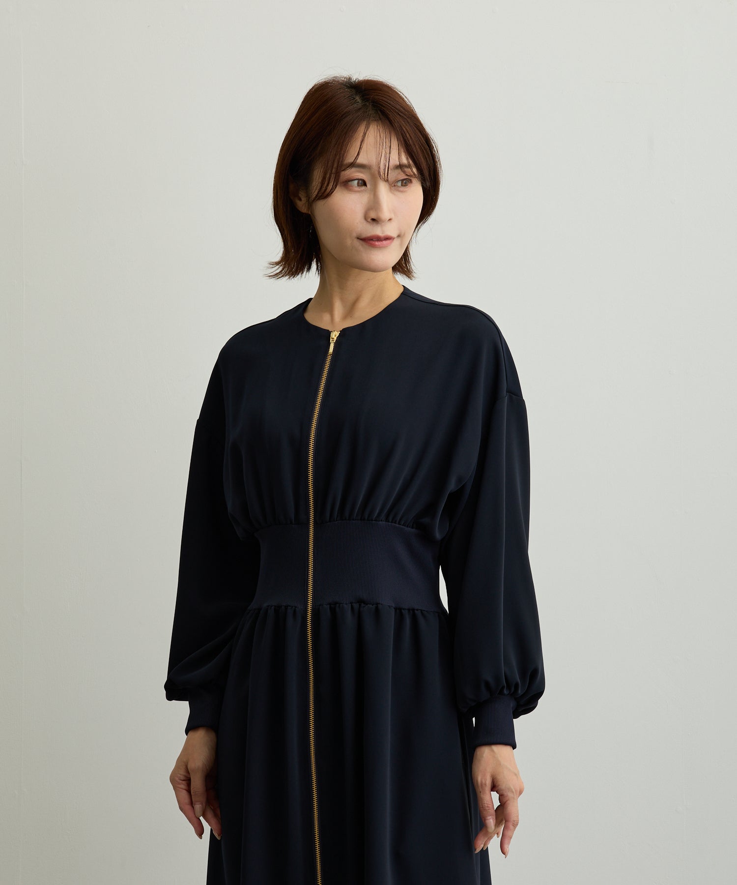 ウエストリブジップアップワンピース【日本製】