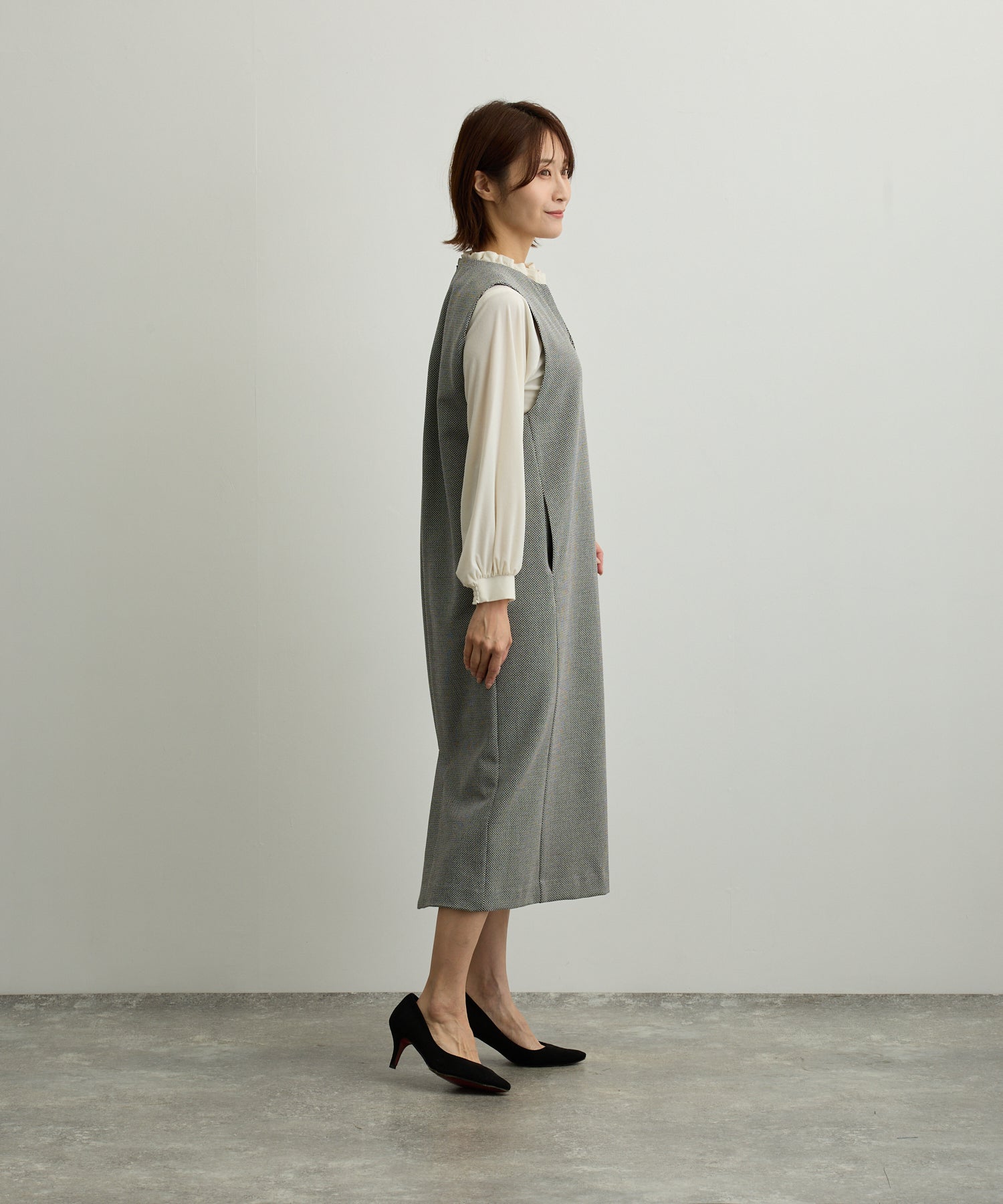 キーネックジャンパースカート【日本製】