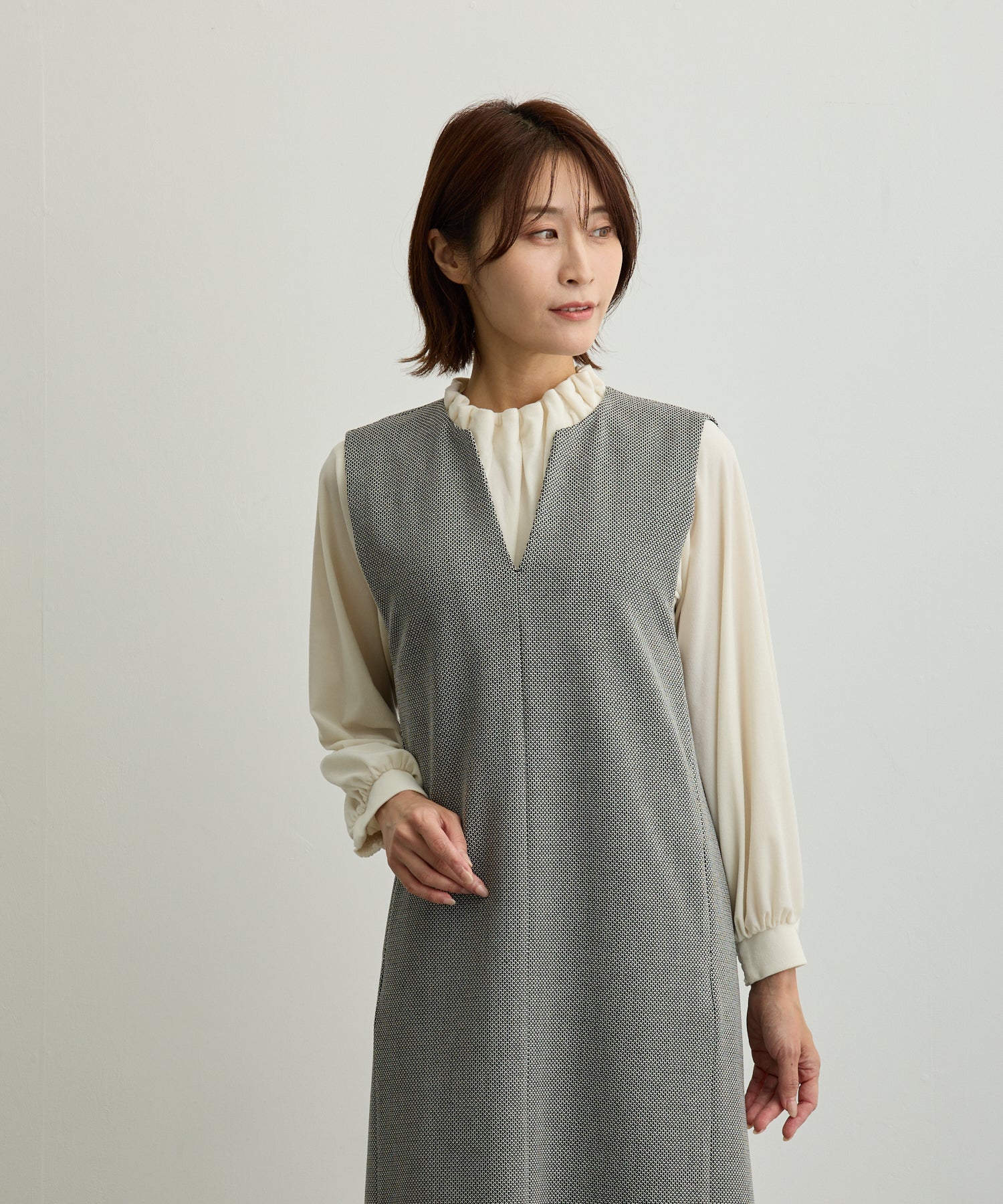 キーネックジャンパースカート【日本製】