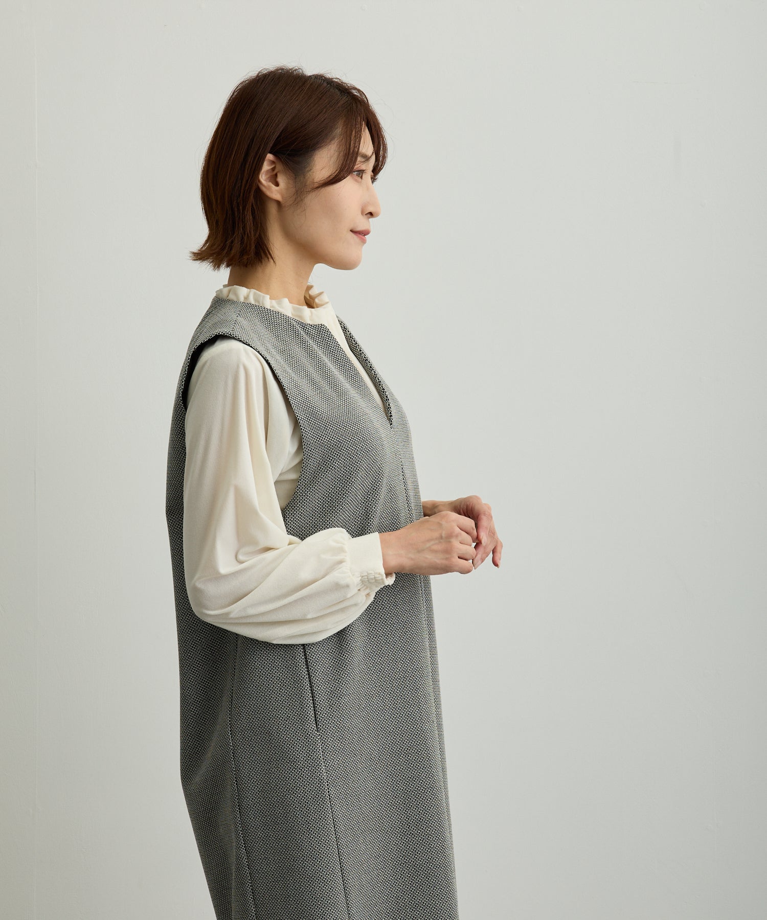 キーネックジャンパースカート【日本製】