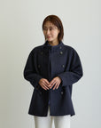 スタンドカラーハーフPコート/ネイビー【日本製】