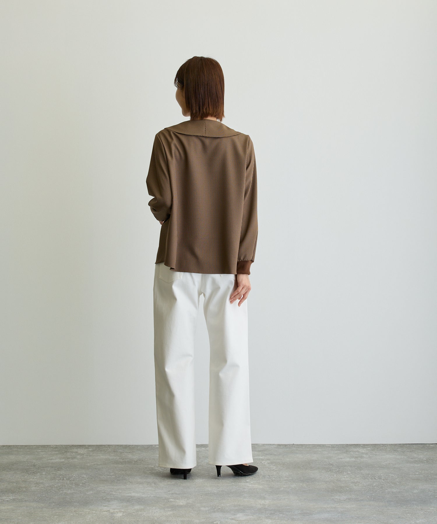 ガンクラブチェックボウタイブラウス/ブラウン【日本製】 – Ifemelu