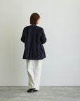 ペプラムノーカラーコート/ネイビー【日本製】