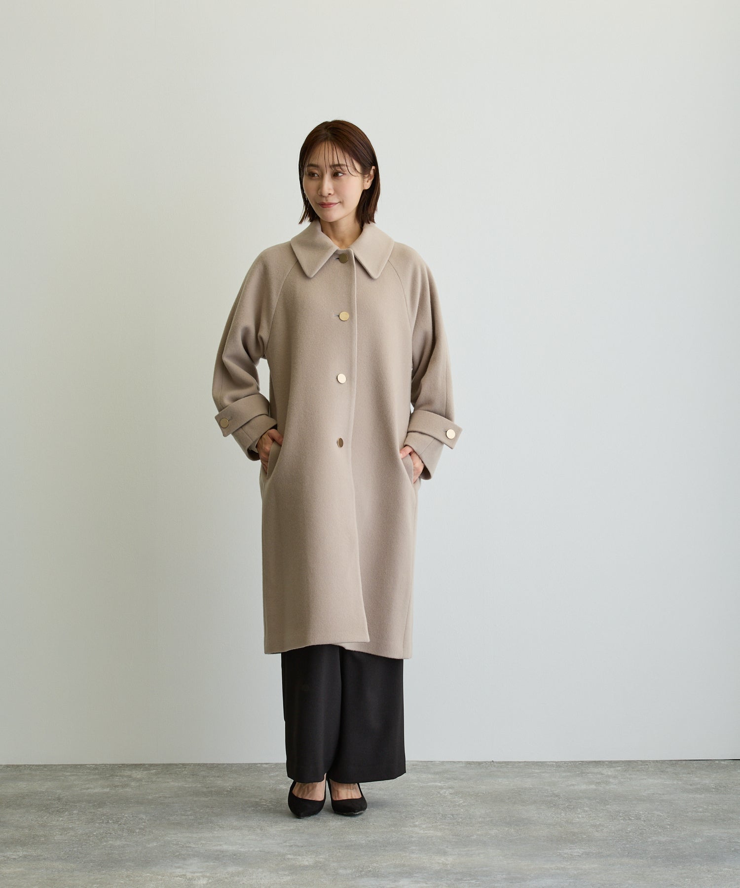 2WAYカラーロングコート/ベージュ【日本製】