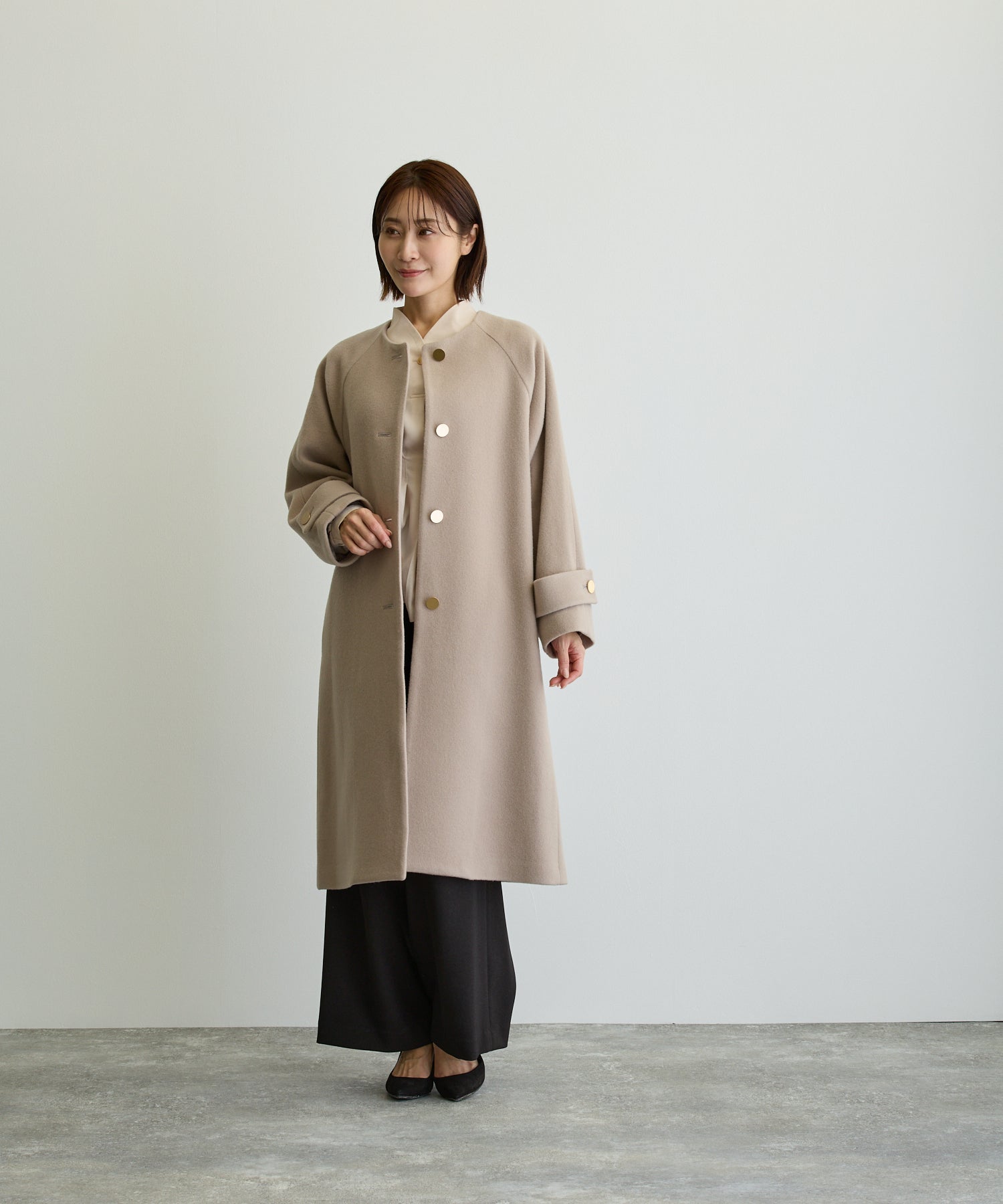2WAYカラーロングコート/ベージュ【日本製】