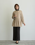 ペプラムノーカラーコート/ベージュ【日本製】