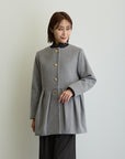 ペプラムノーカラーコート/トップグレー【日本製】