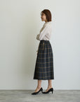 タックフレアチェックスカート/ブラックウォッチ×イエローライン【日本製】