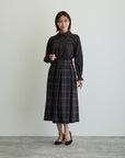 タックフレアチェックスカート/ブラックウォッチ×レッドライン【日本製】