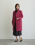 ウールカルゼスタンドカラーダブルコート/ピンク【日本製】