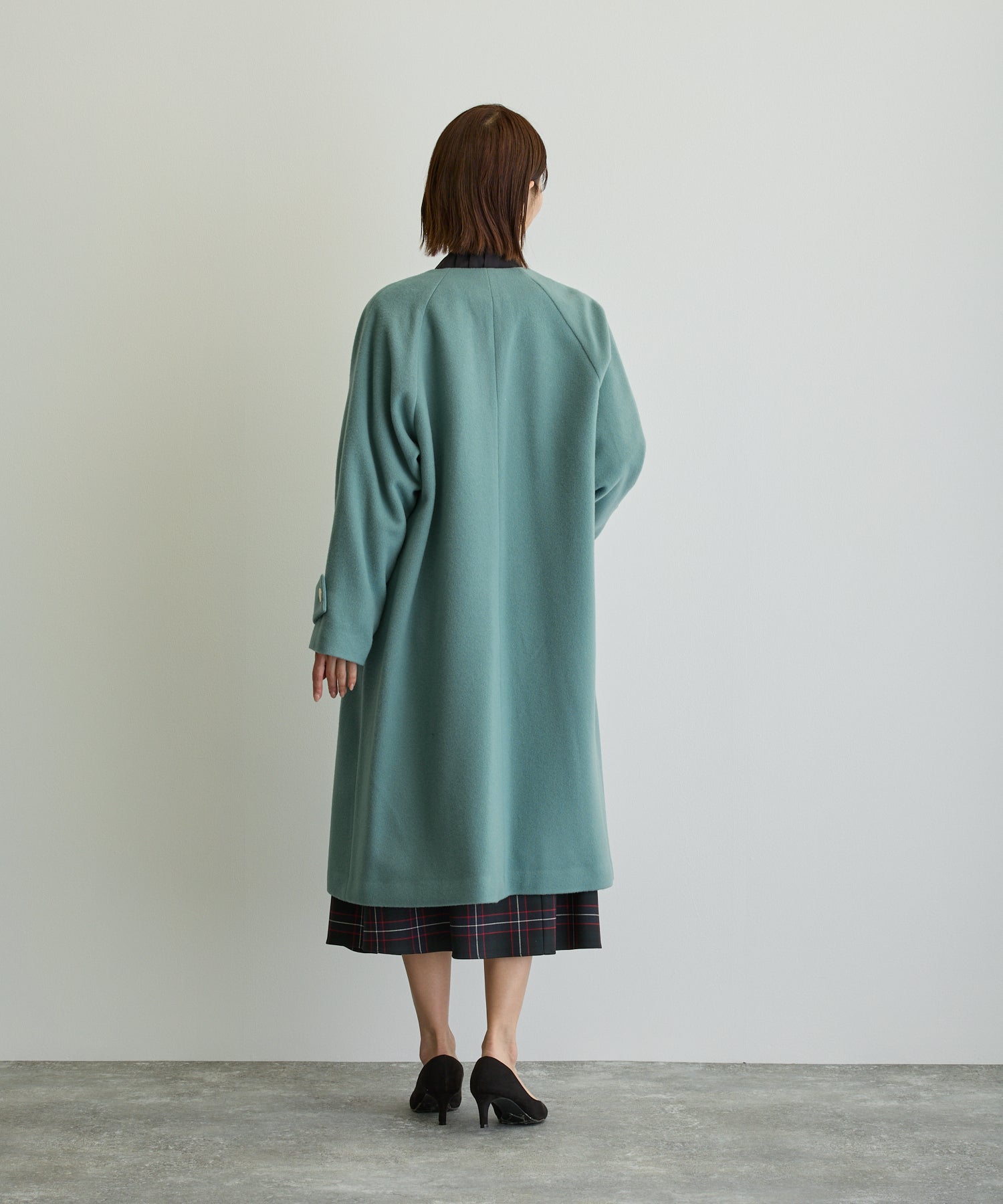 2WAYカラーロングコート/グリーン【日本製】