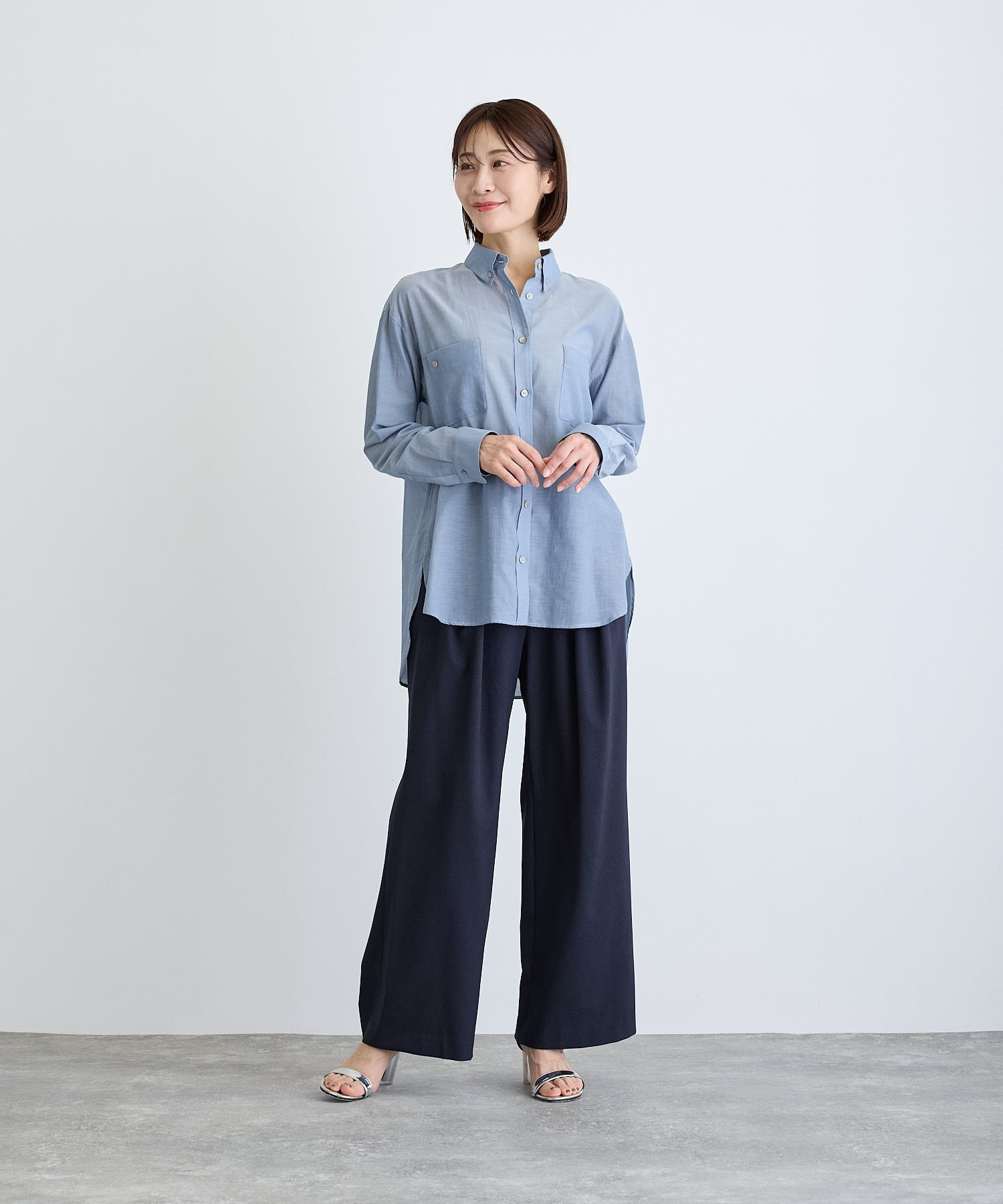 シアーシフォンオーバーサイズシャツ/ブルー【日本製】 – Ifemelu