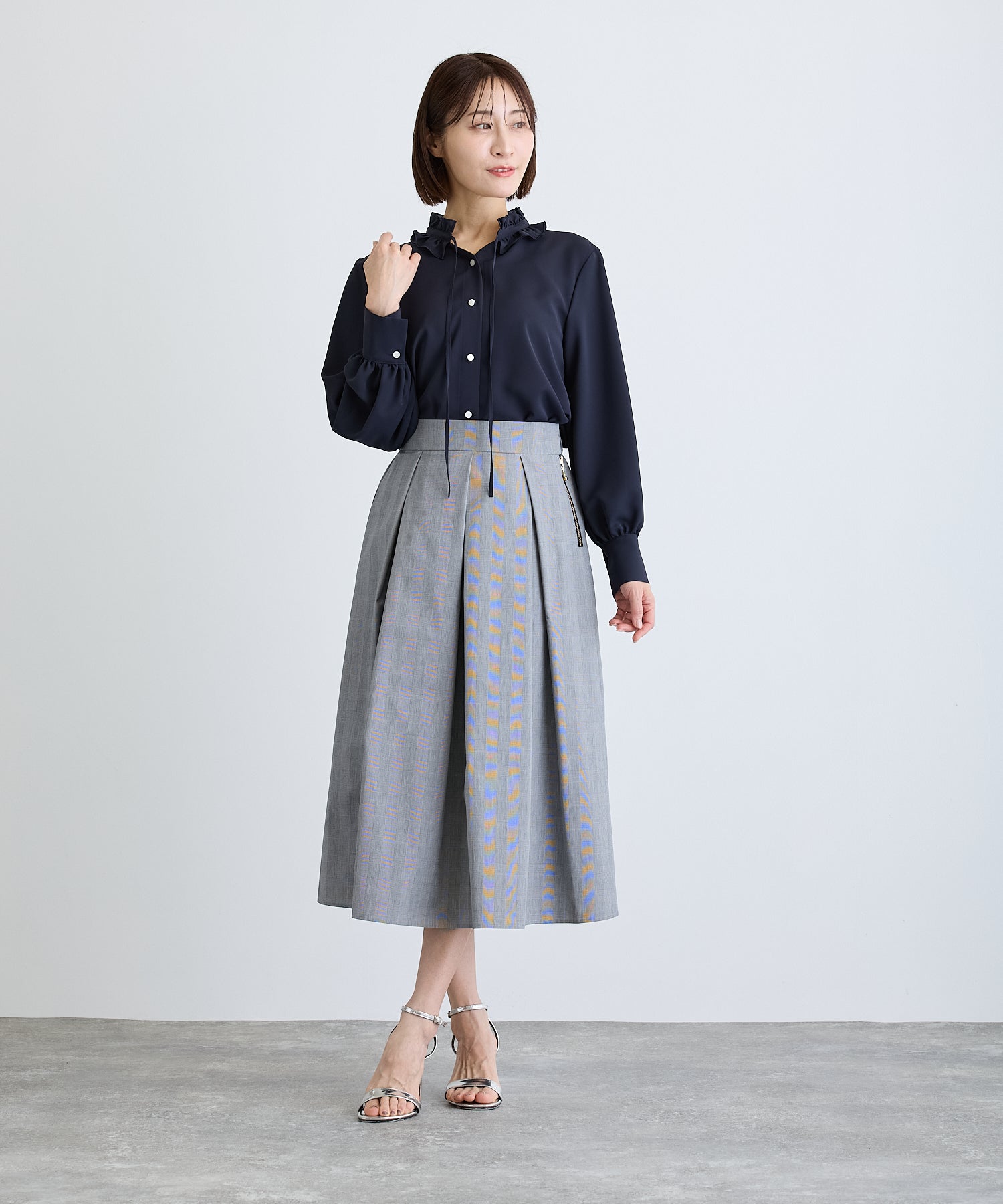 AEAE グレー フレアスカート チェック柄 タックフレアチェックスカート/グレー系【日本製】 – Ifemelu
