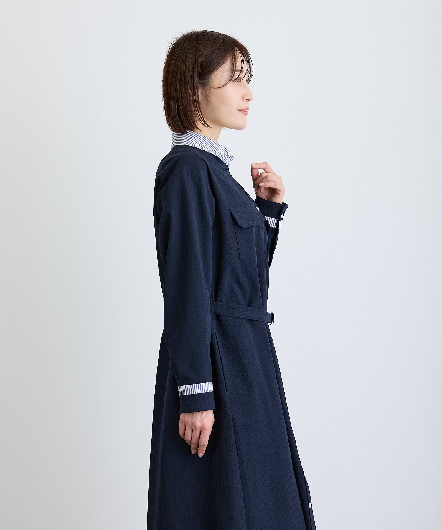 クレリックストライプワンピース/ネイビー【日本製】 – Ifemelu